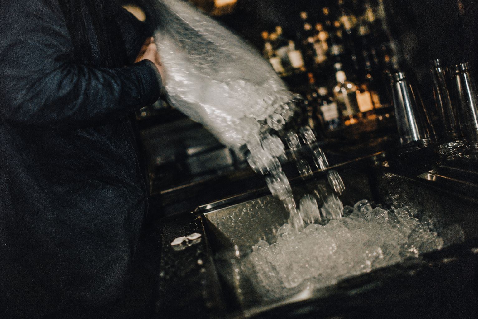 Ice going into a bar well before service